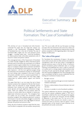 Executive Summary - Political Settlements and State Formation: The Case of Somaliland