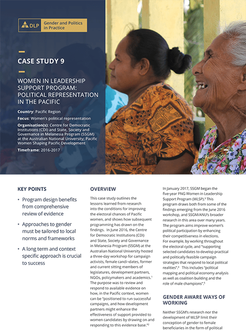 Case Study - Women in Leadership Support Program: Political representation in the Pacific