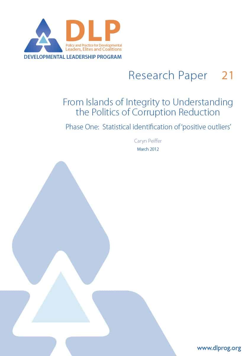 From Islands of Integrity to Understanding the Politics of Corruption Reduction: Phase One: Statistical Identification of Positive Outliers