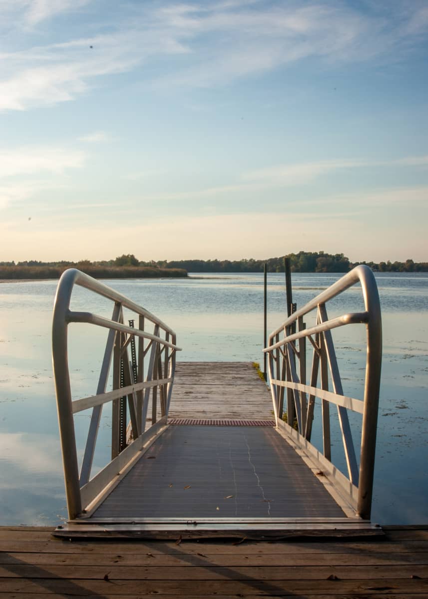 Bridge leading into water