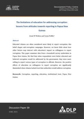 The limitations of education for addressing corruption: lessons from attitudes towards reporting in Papua New Guinea