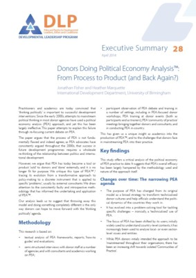 Executive Summary - Donors Doing Political Economy Analysis: From Process to Product (and Back Again?)