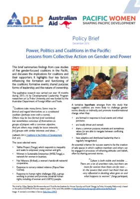 Brief - Power, Politics and Coalitions in the Pacific: Lessons from collective action on gender and power