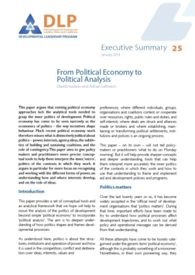 Executive Summary - From Political Economy to Political Analysis