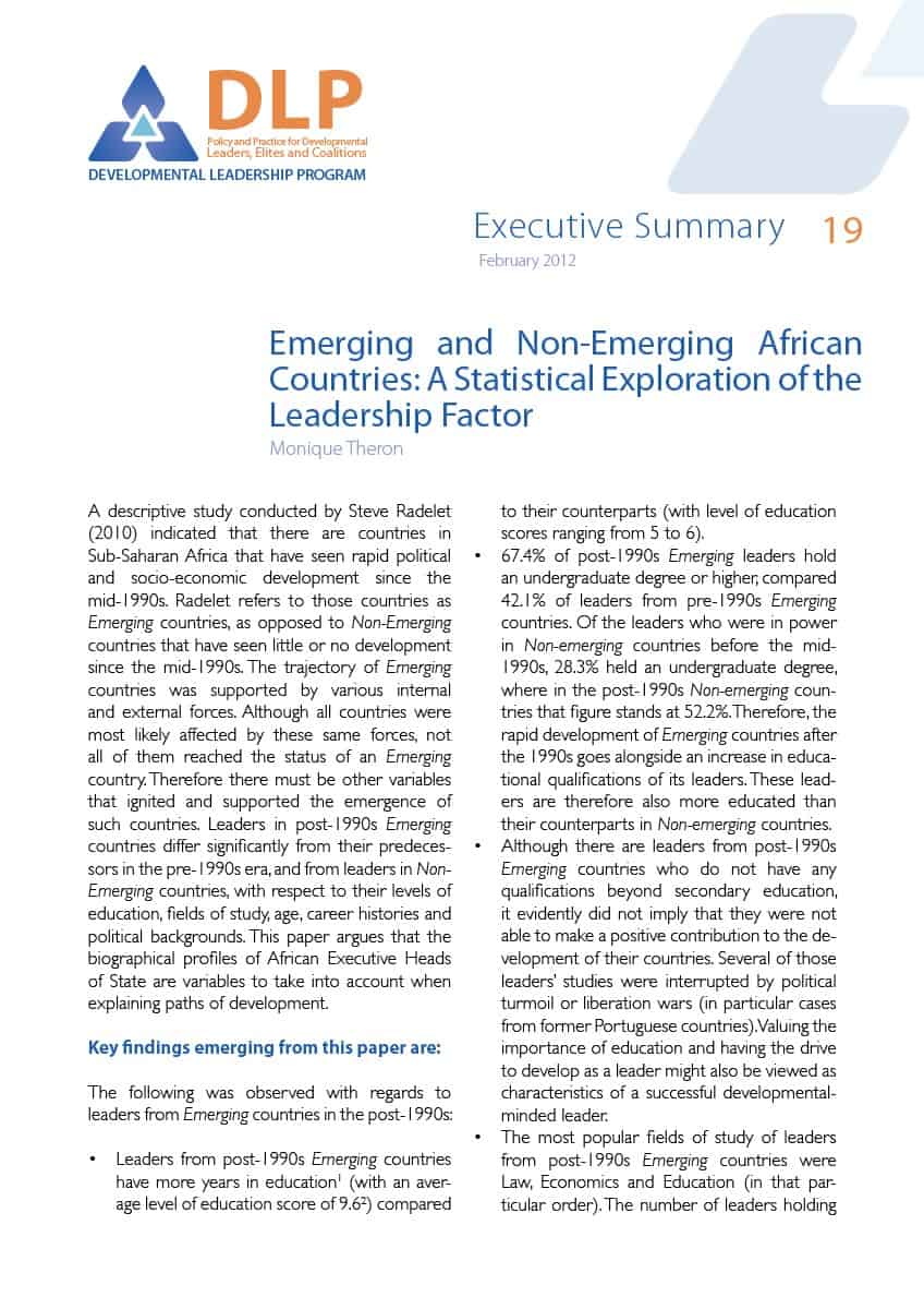 Executive Summary - Emerging and Non-Emerging African Countries
