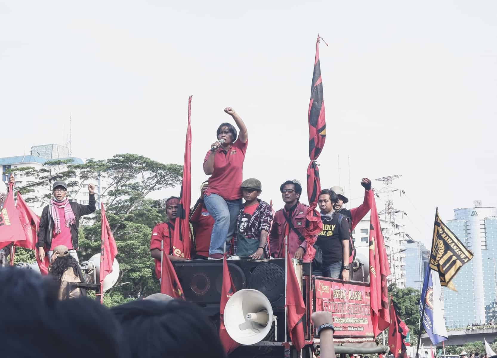 Women protesting for their rights in Indonesia.