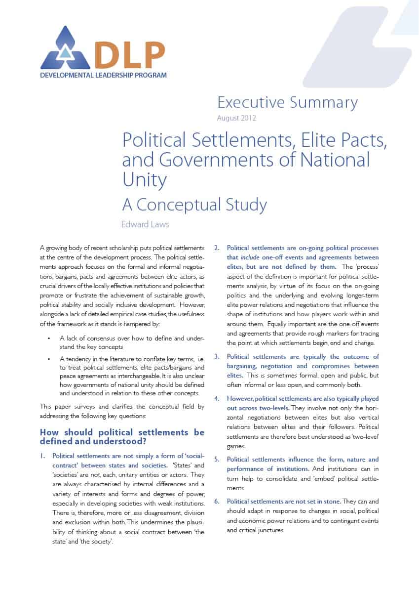 Executive Summary - Political Settlements