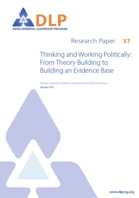 Thinking and Working Politically: From Theory Building to Building an Evidence Base