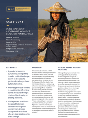 Case Study - Peace Leadership Programme: Women’s leadership in Myanmar