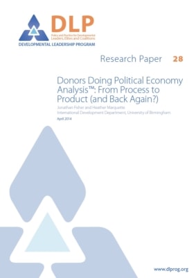Donors Doing Political Economy Analysis: From Process to Product (and Back Again?)