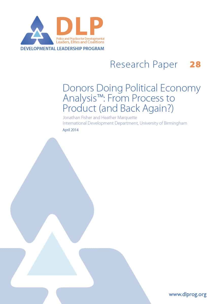 Donors Doing Political Economy Analysis: From Process to Product (and Back Again?)