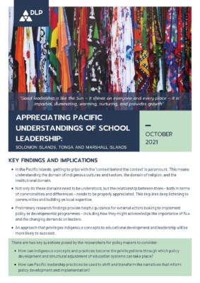 Appreciating Pacific understandings of school leadership: Solomon Islands, Tonga and Marshall Islands