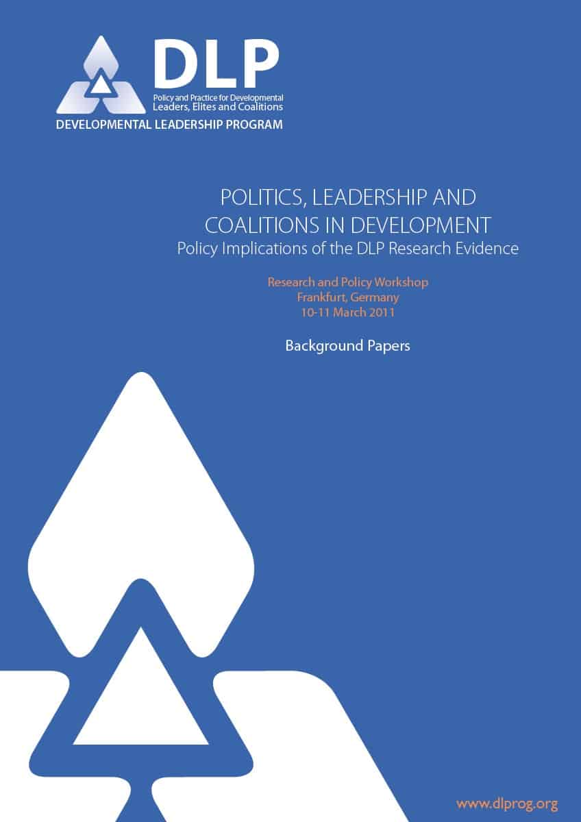Front cover, Politics, leadership and coalitions in development