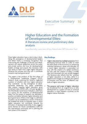 Executive Summary - Higher Education and the Formation of Developmental Elites
