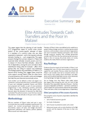 Executive Summary - Elite Attitudes Towards Cash Transfers and the Poor in Malawi