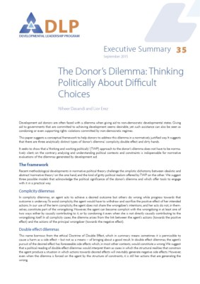 Executive Summary - The Donor's Dilemma: Thinking Politically About Difficult Choices
