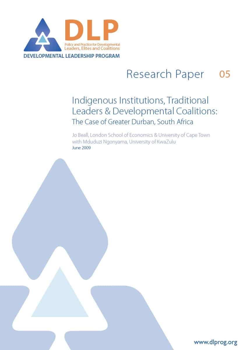 Front cover, Indigenous Institutions, Traditional Leaders and Developmental Coalitions