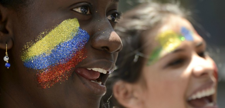 Two women with painted faces