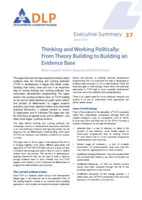 Executive Summary - Thinking and Working Politically: From Theory Building to Building an Evidence Base