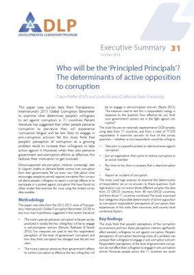 Executive Summary - Who will be the 'Principled Principals'? The determinants of active opposition to corruption