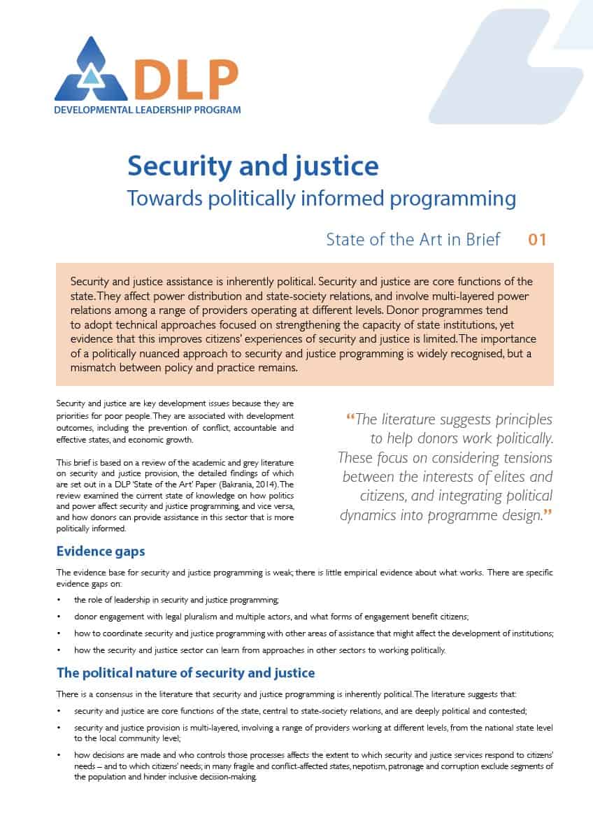 Security and Justice: Towards Politically Informed Programming - in Brief
