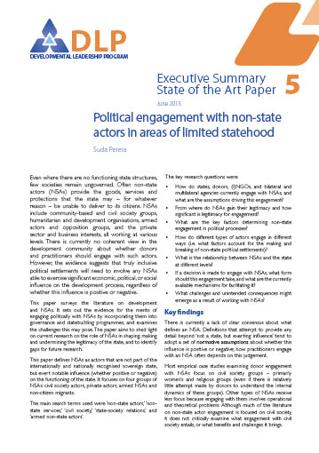 Executive Summary - Political Engagement with Non-State Actors in Areas of Limited Statehood