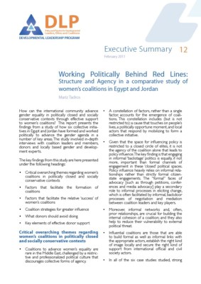 Executive Summary - Working Politically Behind Red Lines Egypt and Jordan