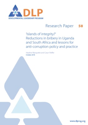 Islands of integrity'? Reductions in bribery in Uganda and South Africa and lessons for anti-corruption policy and practice
