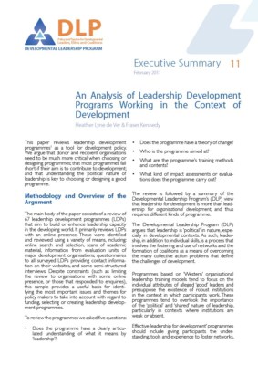 Executive Summary - An Analysis of Leadership Development Programmes